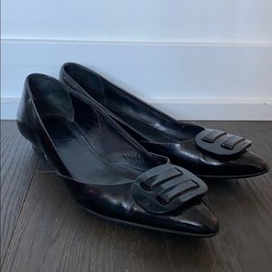 PRADA kitten heel loafer 37.5 black